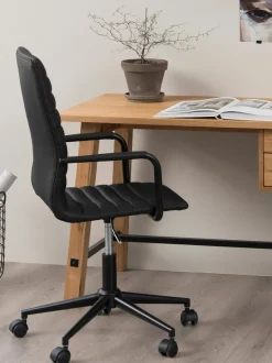 Silla de escritorio de cuero sintético Winslow, ajustable en altura