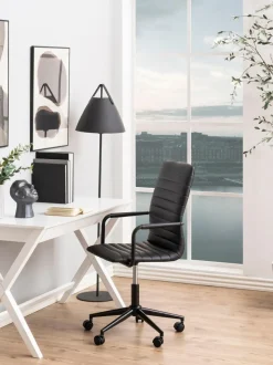 Silla de escritorio de cuero sintético Winslow, ajustable en altura