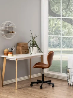 Silla de escritorio de cuero sintético Batilda, altura regulable