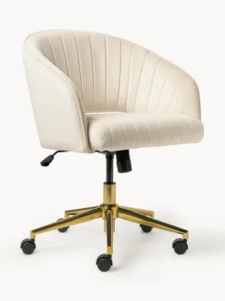 Silla de escritorio de terciopelo con reposabrazos Laria, altura regulable