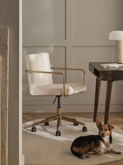 Silla de escritorio de terciopelo con reposabrazos Kashya, altura regulable