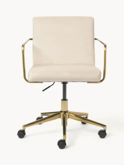 Silla de escritorio de terciopelo con reposabrazos Kashya, altura regulable