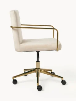 Silla de escritorio de terciopelo con reposabrazos Kashya, altura regulable