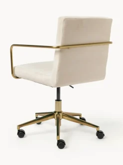 Silla de escritorio de terciopelo con reposabrazos Kashya, altura regulable
