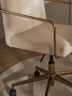 Silla de escritorio de terciopelo con reposabrazos Kashya, altura regulable