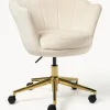 Silla de escritorio de terciopelo con reposabrazos Oyster, altura regulable