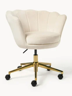 Silla de escritorio de terciopelo con reposabrazos Oyster, altura regulable