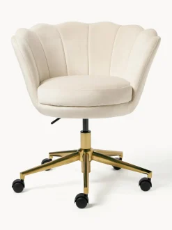 Silla de escritorio de terciopelo con reposabrazos Oyster, altura regulable