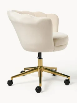 Silla de escritorio de terciopelo con reposabrazos Oyster, altura regulable