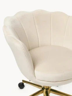 Silla de escritorio de terciopelo con reposabrazos Oyster, altura regulable