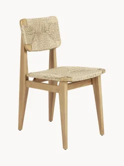 Silla de jardín de madera de teca con asiento y respaldo tejidos C-Chair