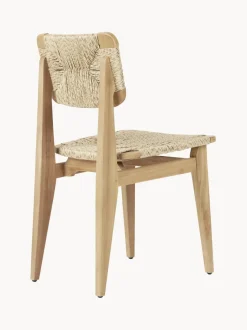 Silla de jardín de madera de teca con asiento y respaldo tejidos C-Chair