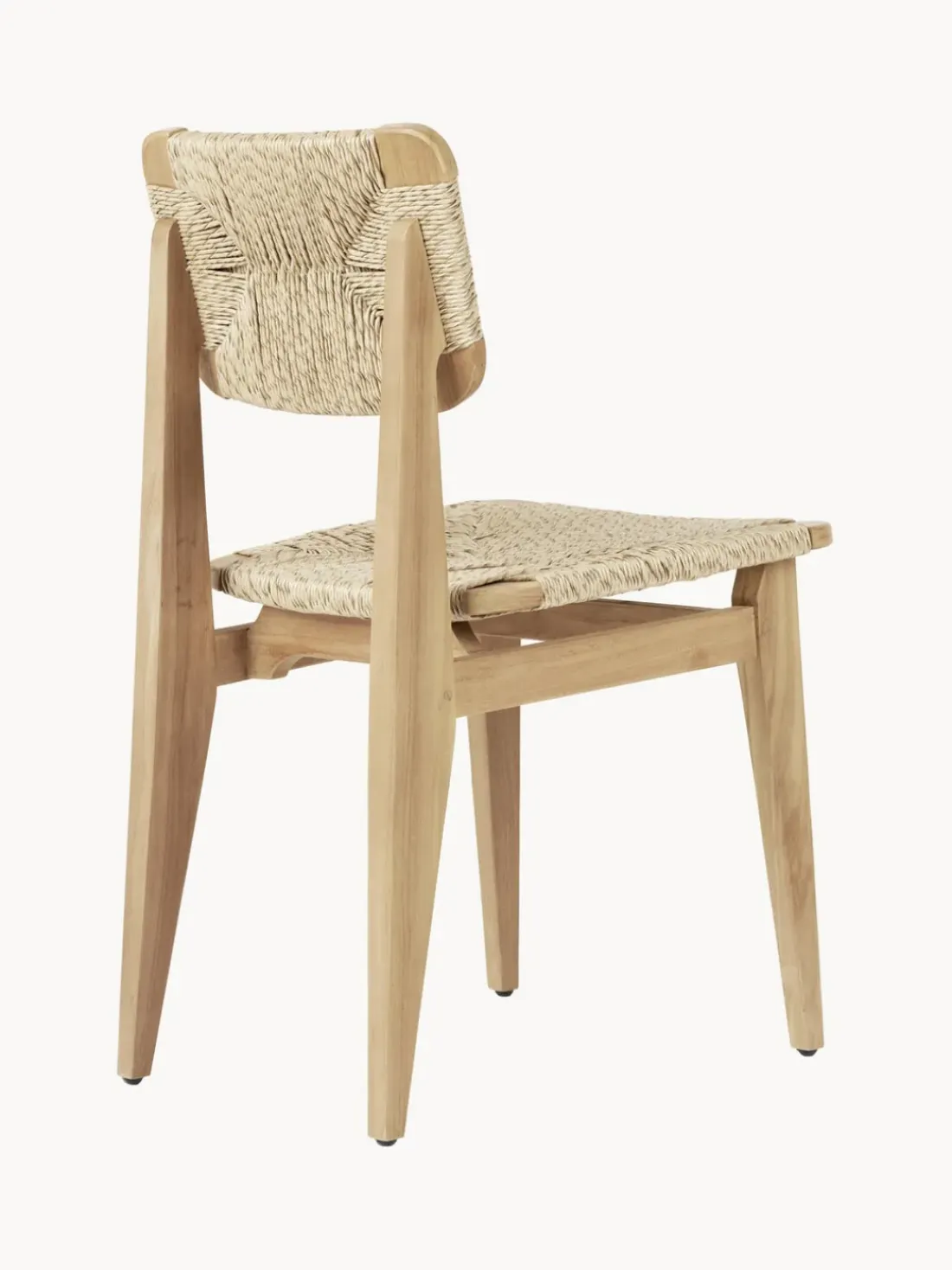 Silla de jardín de madera de teca con asiento y respaldo tejidos C-Chair