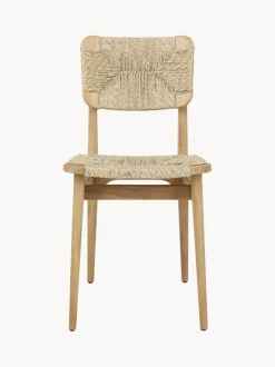 Silla de jardín de madera de teca con asiento y respaldo tejidos C-Chair