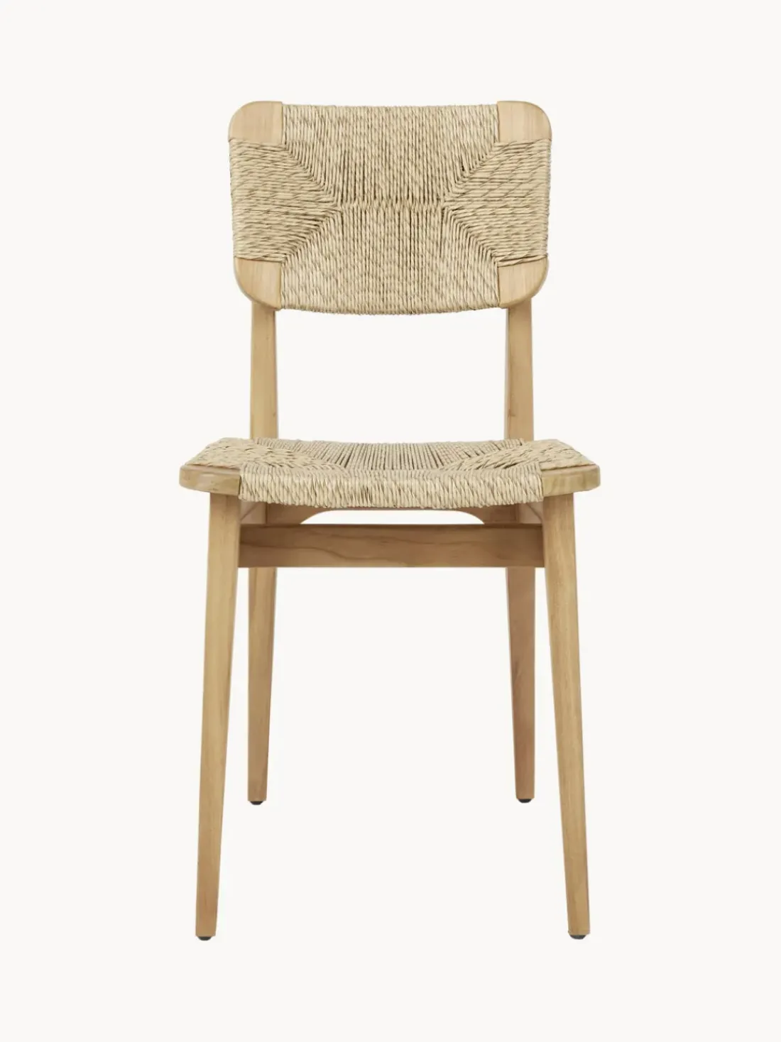 Silla de jardín de madera de teca con asiento y respaldo tejidos C-Chair