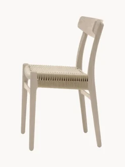 Silla de madera con asiento tejido a mano CH23