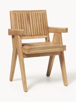 Silla para exterior con reposabrazos de madera de acacia Sissi