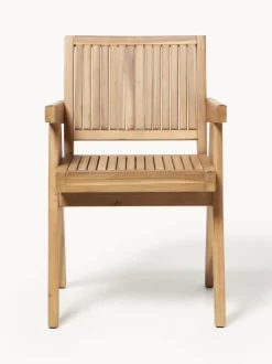 Silla para exterior con reposabrazos de madera de acacia Sissi