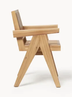 Silla para exterior con reposabrazos de madera de acacia Sissi