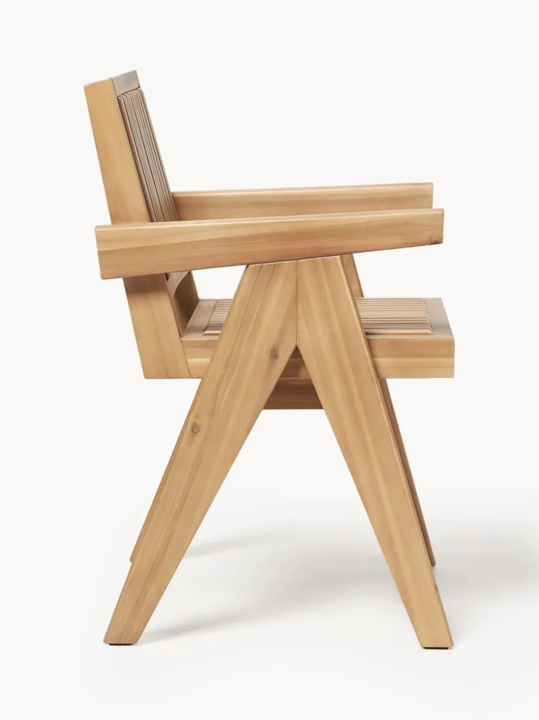 Silla para exterior con reposabrazos de madera de acacia Sissi