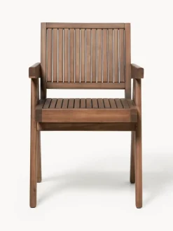 Silla para exterior con reposabrazos de madera de acacia Sissi
