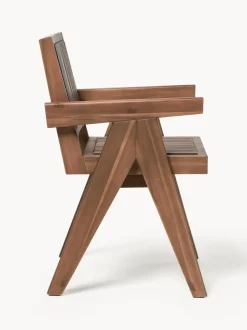 Silla para exterior con reposabrazos de madera de acacia Sissi