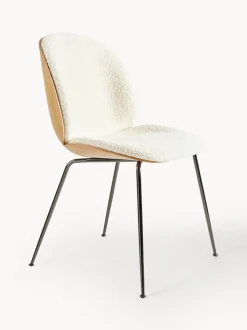 Silla tapizada en tejido bouclé con asiento Beetle