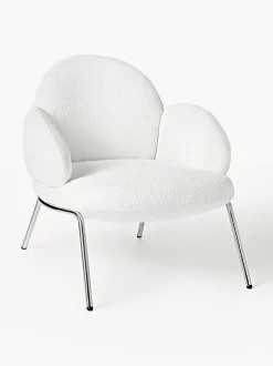 Sillón cóctel en tejido bouclé con patas de metal Luan