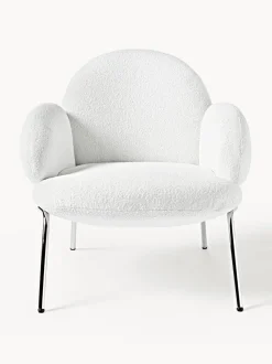 Sillón cóctel en tejido bouclé con patas de metal Luan