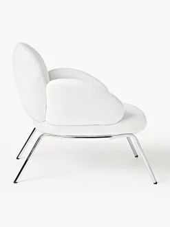 Sillón cóctel en tejido bouclé con patas de metal Luan