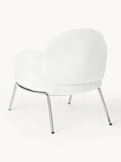 Sillón cóctel en tejido bouclé con patas de metal Luan