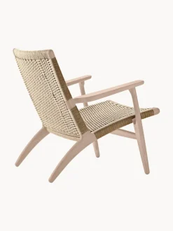 Sillón con asiento y respaldo tejidos a mano CH25