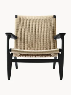 Sillón con asiento y respaldo tejidos a mano CH25