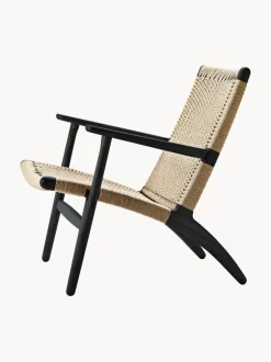 Sillón con asiento y respaldo tejidos a mano CH25