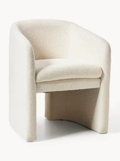 Sillón con reposabrazos en tejido bouclé Mairo