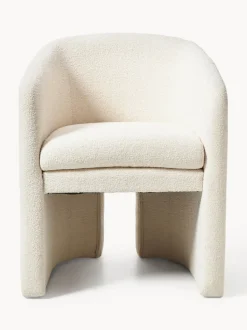 Sillón con reposabrazos en tejido bouclé Mairo