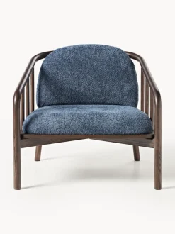 Sillón de madera de fresno con tapizado de borreguillo Balin
