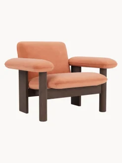 Sillón de terciopelo y madera de roble Brasilia