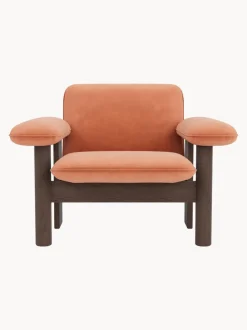 Sillón de terciopelo y madera de roble Brasilia
