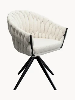 Sillón giratorio en tejido bouclé Dean