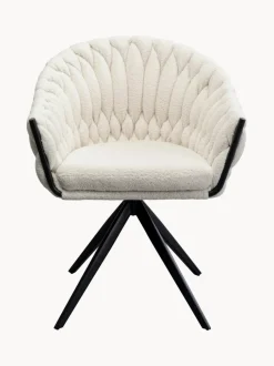 Sillón giratorio en tejido bouclé Dean