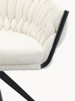 Sillón giratorio en tejido bouclé Dean