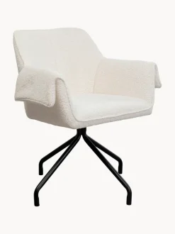 Sillón giratorio en tejido bouclé Bess