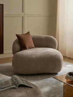 Sillón lounge de borreguillo bouclé Alba