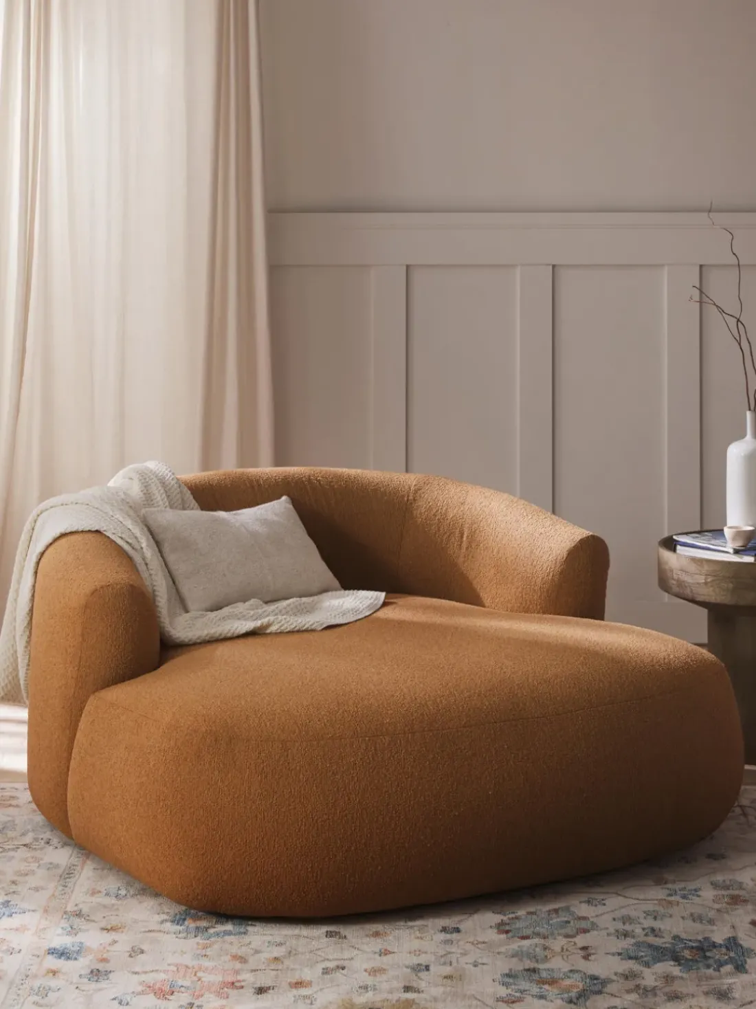 Sillón lounge grande en tejido bouclé Sofia