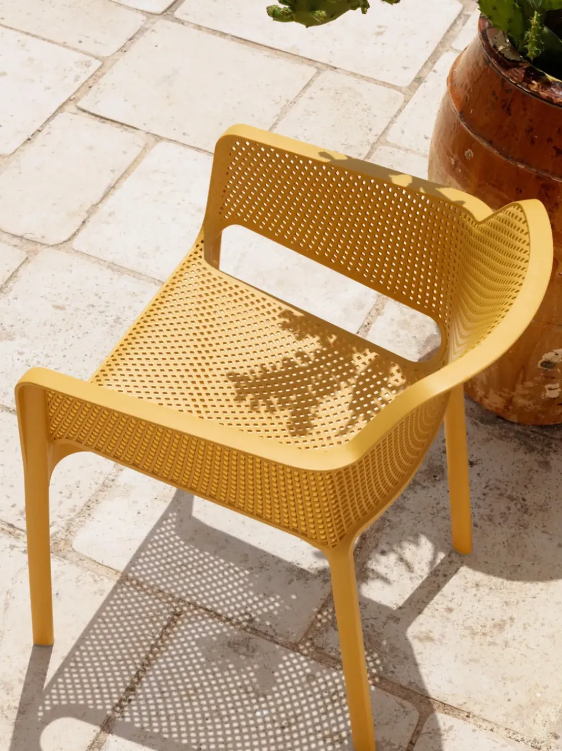 Sillones de jardín apilables con reposabrazos Net, 2 uds.