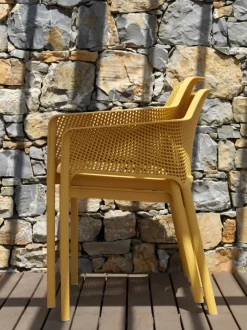 Sillones de jardín apilables con reposabrazos Net, 2 uds.