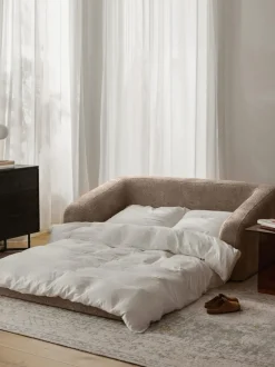 Sofá cama de borreguillo bouclé Eliot (2 plazas)