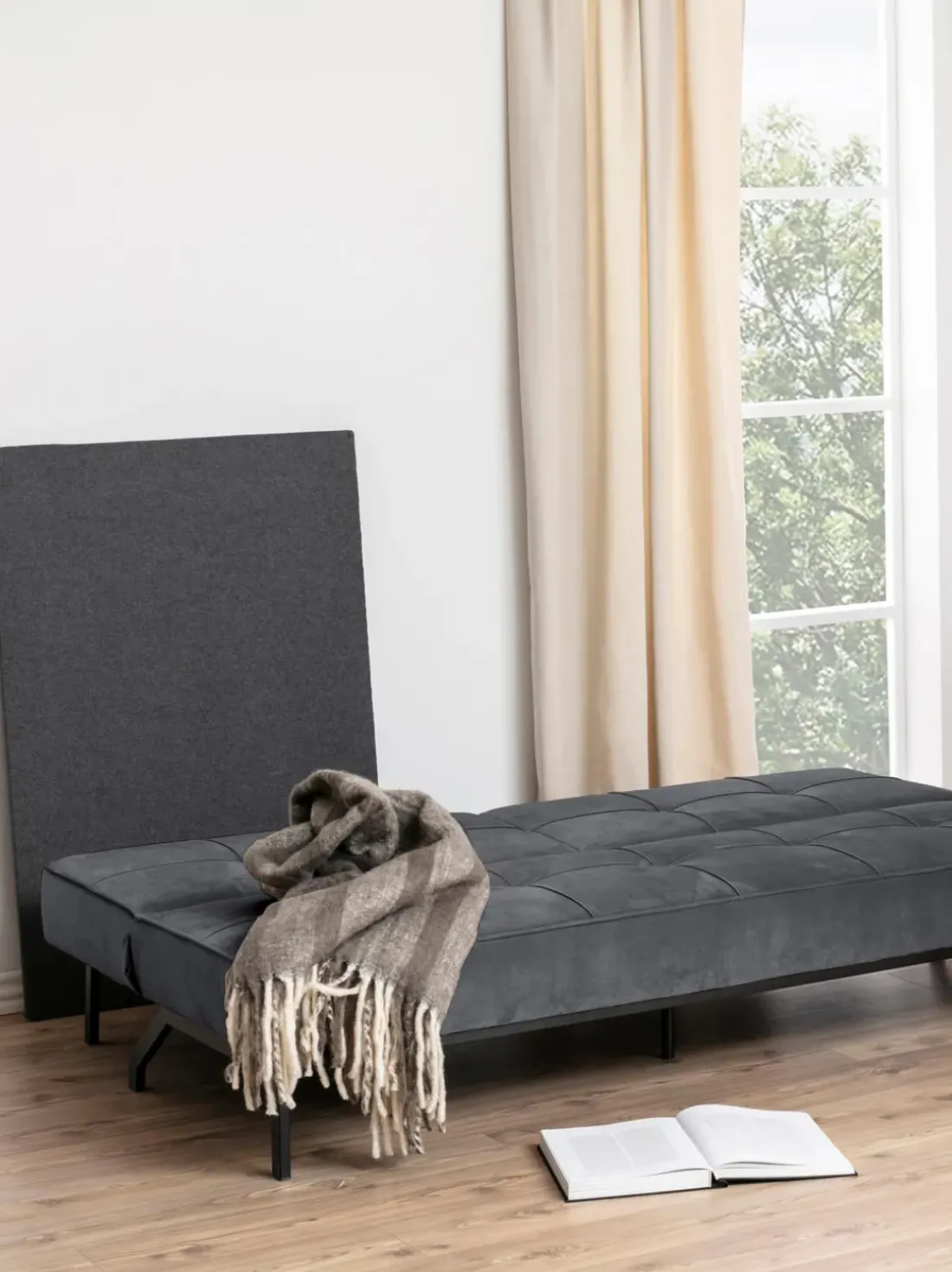 Sofá cama de terciopelo Perugia (3 plazas)