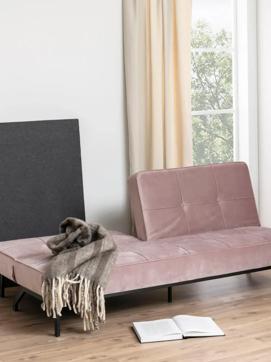 Sofá cama de terciopelo Perugia (3 plazas)